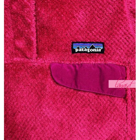 Patagonia Re-Tool Snap Fleece Bougainvillea Magenta VNeck Sherpa Fuzzy Shearling - Picture 6 of 8